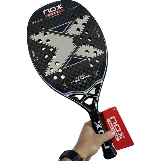 Raquete Beach Tennis Nox Ar10 Tempo Carbono 12k Cor Azul/preta/holográfica