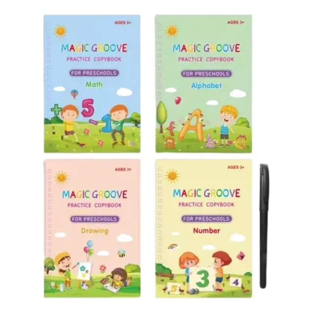 Libros De Caligrafía Montessori X 4 Para Niños Tinta Mágica