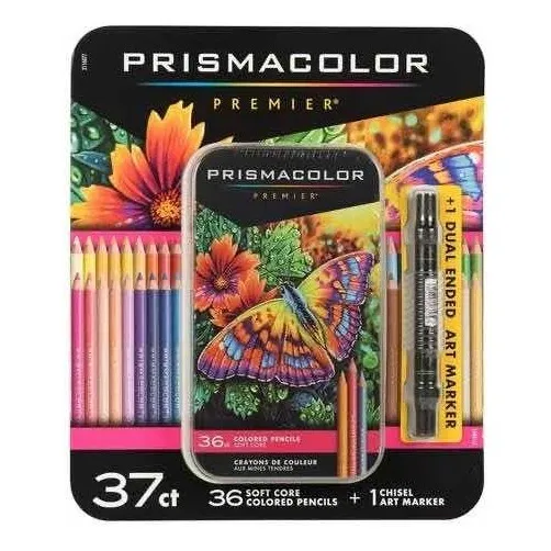 Lápis De Cor Prismacolor Premier 36 Estojo Metal + 1 Brinde