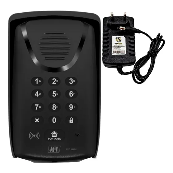 Porteiro Interfone Sem Fio Via Celular Gsm 4g Pec 1310 C Jfl Cor Preto 12v