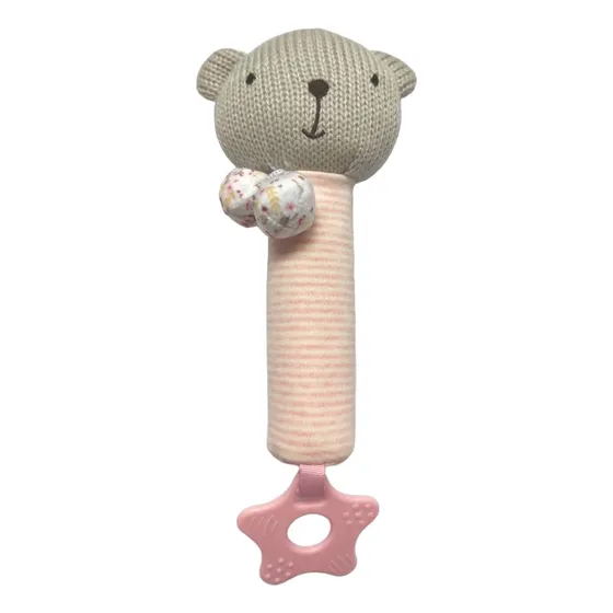 Juguete Sonajero Osita Rosada Con Mordillo Storki Color Rosa Diseño Osa
