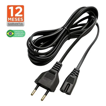 Cabo de Energia Força para Smart Tv Samsung Lg Philco Tcl Monitor Ps3 Ps4 Ps5 Impressora JBL BOMBOX Rádio Caixa de Som Tipo 8 Bivolt 127/220V - Tech 022