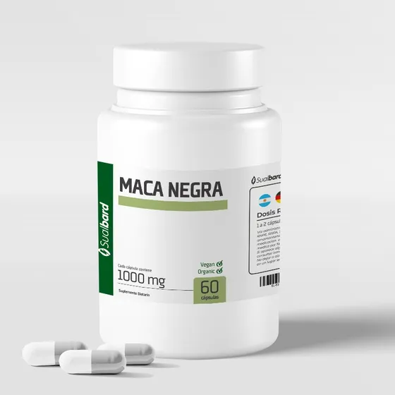 Maca Premium Negra Raíz Peruana Orgánica 1000 Mg 60 Caps