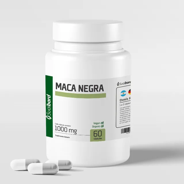 Maca Premium Negra Raíz Peruana Orgánica 1000 Mg 60 Caps
