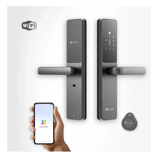 Fechadura Digital Inteligente Ezviz Cartão Senha Dl05 Wifi Cor Cinza