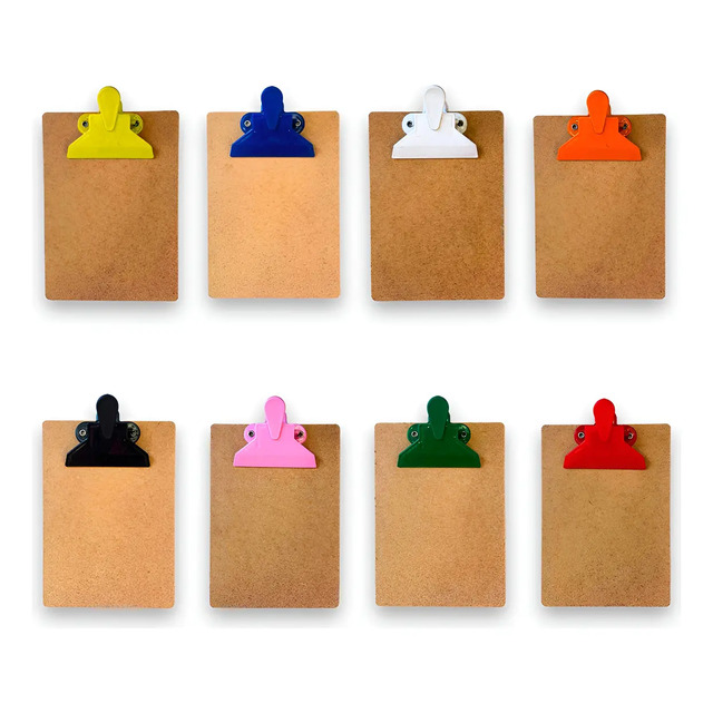 12 Mini Pranchetas Mdf . 148x210mm Com Porta Caneta Colorido