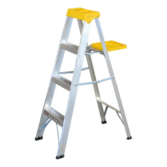 Escalera Tijera Tipo Iii Aluminio Y Tapa Plástica 3 Peldaños Amarillo No