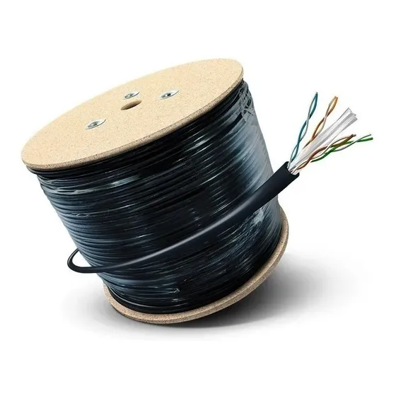 Cable Utp Cat6 Exterior 300 Metros 80% Cobre Stc Color Negro