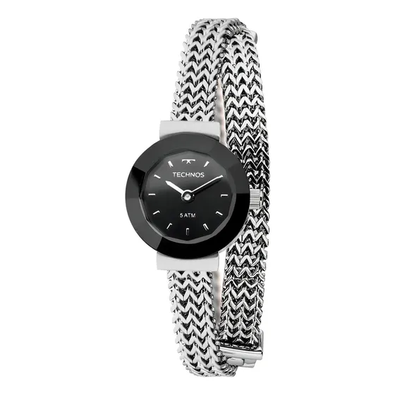 Relógio Technos Feminino Elegance Mini 5y20iq/1p Pulseira Cor da correia Prata Cor do bisel Preto Cor do fundo Preto