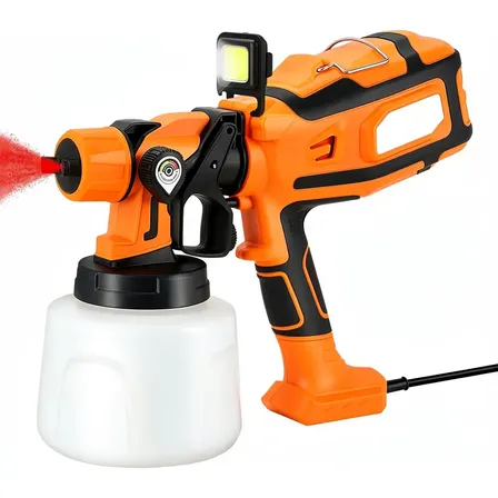 Pistola Pintura Pulverizar Portátil 1400ml Com Led Aitoolzo Laranja 127v