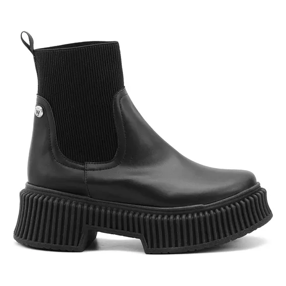 Botínes Para Mujer Chunky Elásticas Plataforma Negro