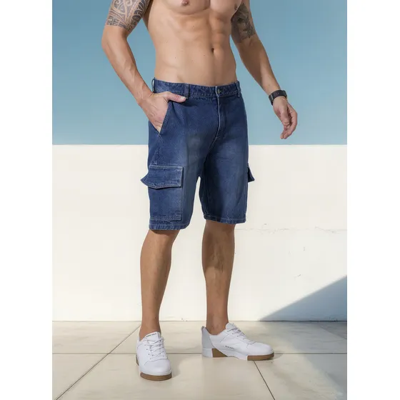 Bermuda Hombre Azul Medio Mp 5340