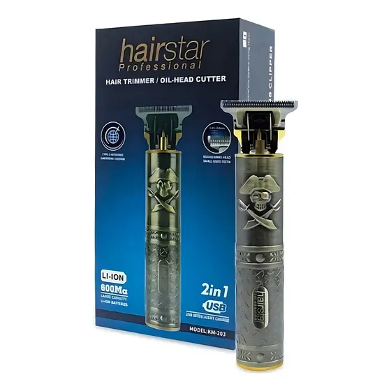 Maquina De Acabamento Trimmer Hairstar Cabelo Barba 127/220V Cor Km-203 Dourada