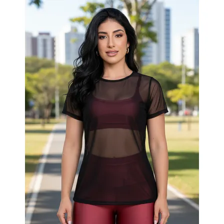 Blusa Jhess Fit Tule Feminina Roupa Academia Fitness C