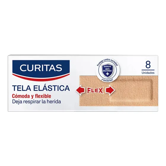 Pack 8 Cajas Curitas Tela Elastica X 8 Unidades Flex