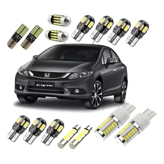 Kit Lampadas Led Premium Civic 2014 2015 2016 Farolete Farol Civic - Branco