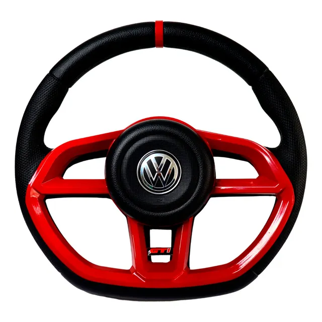 Volante Vermelho Gti Esportivo Fusca Brasilia Buggy C/ Cubo