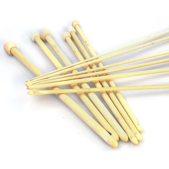 Aguja Tunecino Crochet Ganchillo Madera Bambú 25cm 3 A 10mm