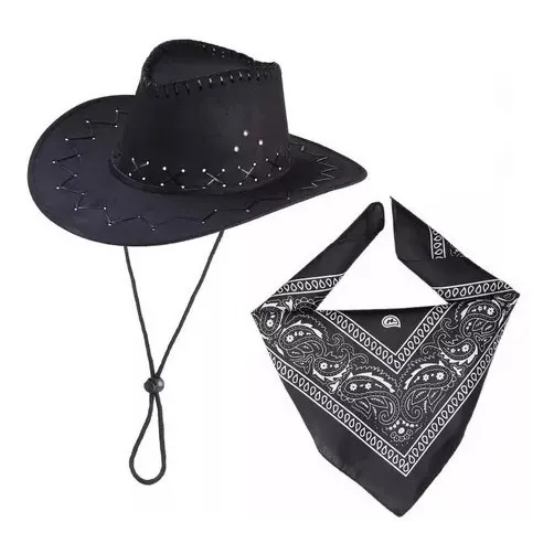 Sombreros Gamuza Para Adultos + Pañoleta Vaquero Disfraz