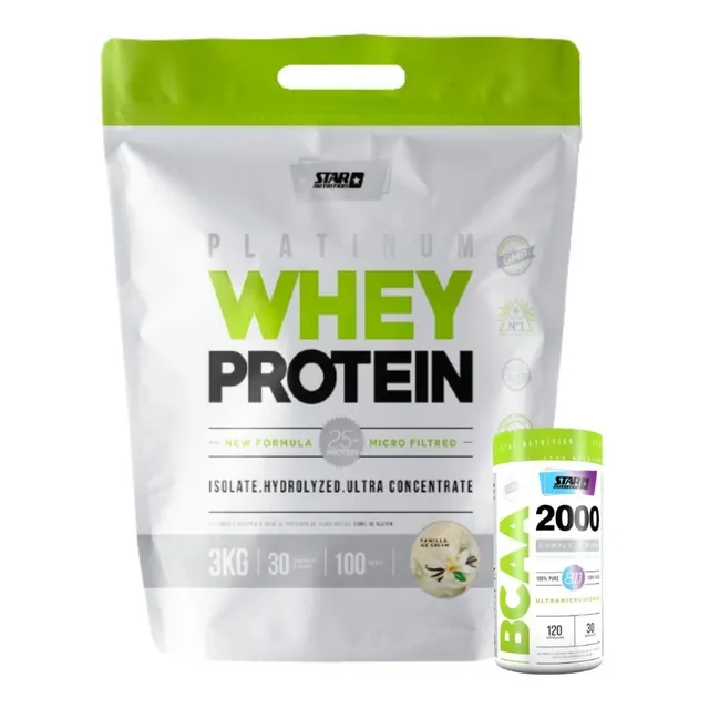 Proteína Whey Protein 3kg + Bcaa 2000 Combo Strar Nutrition