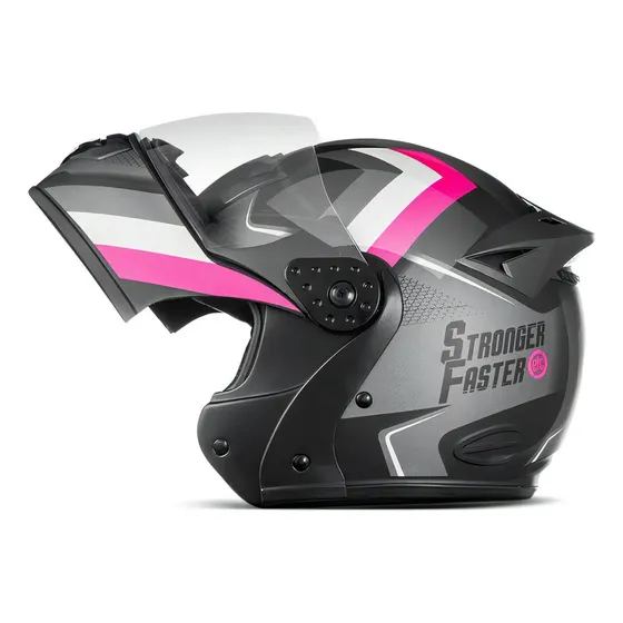 Capacete Integral Robocop Stronger Faster Gladiator Etceter Cor Cinza/Rosa Tamanho do capacete 60