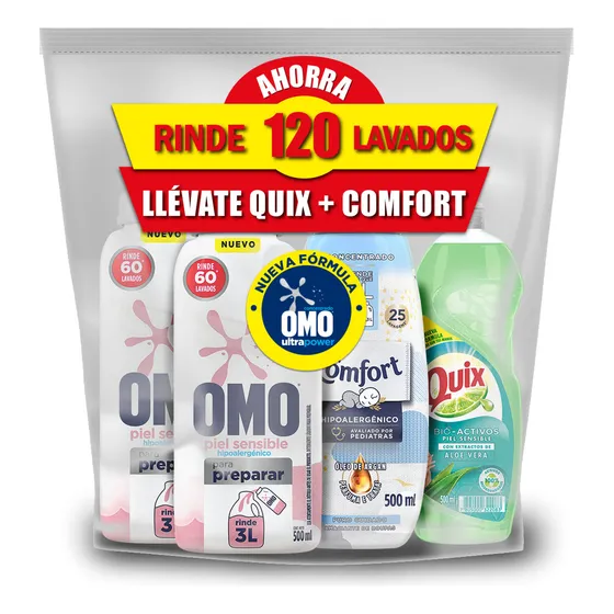 Pack Omo Piel Sensible para Diluir x2 + Quix + Comfort