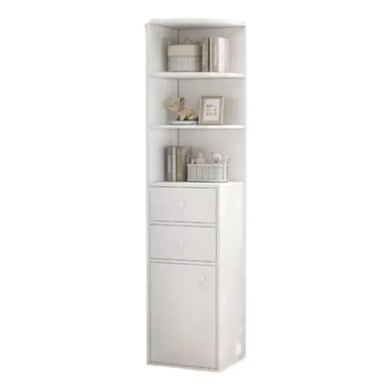 Estante Librero Esquinero De Madera Con 2 Cajón Puerta