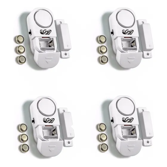 Kit 4 Sensor Alarme Magnético Sirene Para Porta Janela S Fio