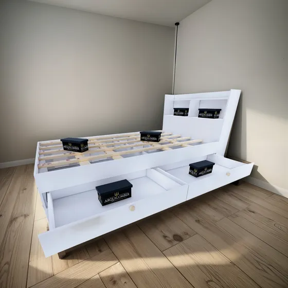 Cama Plaza Y Media Funcional Con Cajonera 