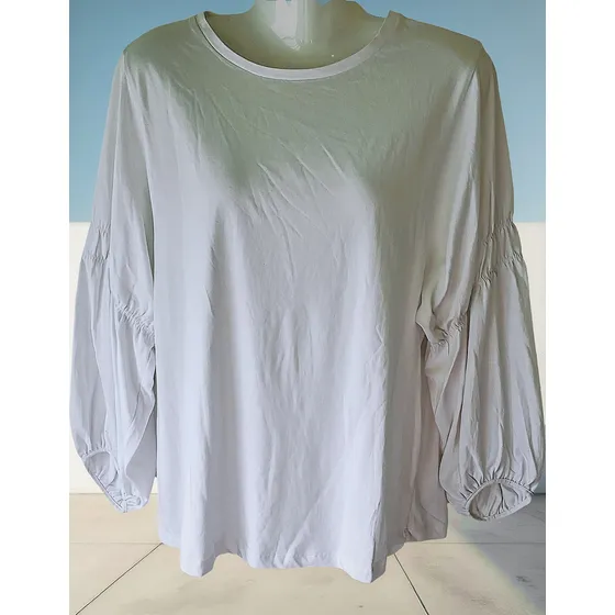 Blusa Blanca, Manga Larga, De Algodón, Dama. T.lxl.