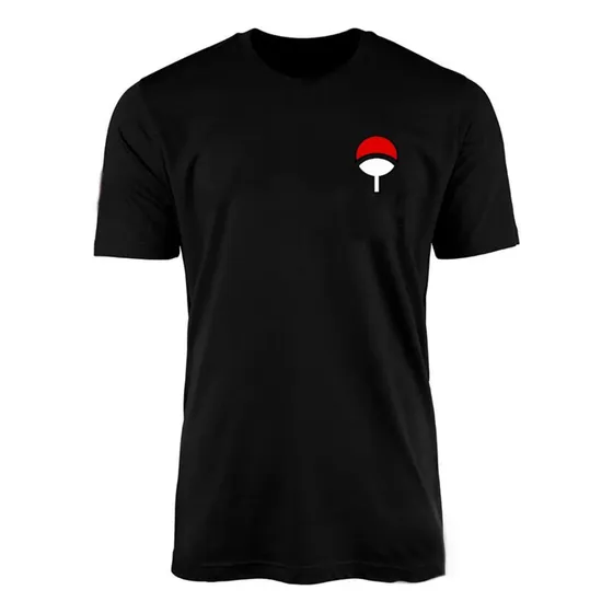 Camisa Anime Camiseta Naruto Clan Uchiha Sasuke Masculina