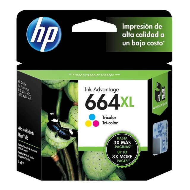 Tinta Original Tricolor Hp 664xl Alto Rendimiento F6v30al