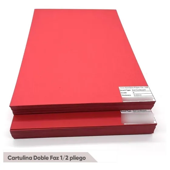 Cartulina Doble Faz 1/2 Pliego Rojo Fluorescente
