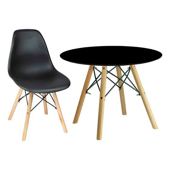 Mesa 60cm Redonda Infantil Base Eiffel + 1 Cadeira Eiffel