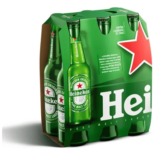 Cerveja Heineken Long Neck Garrafa 330ml Com 6 Unidades