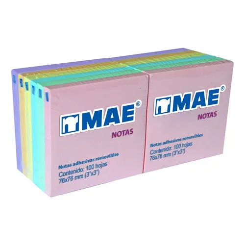 Notas Adhesivas Color Pastel Pack C/12 Blocks Tipo Post It