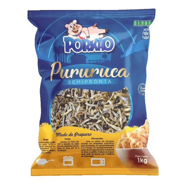 Torresmo Pré-frito 1 Kg Pururuca De Pele Suína Gourmet para Fritar ou Micro-ondas