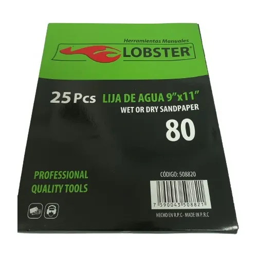 Lija De Agua Grano 80 Lobster X 4 Unidades