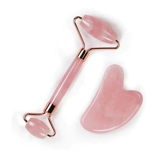 Rodillo Masajeador Facial Antiarrugas De Cuarzo Rosa Gua Sha Jade Rodillo Masajeador Facial Antiarrugas De Cuarzo Rosa Gua Sha Jade