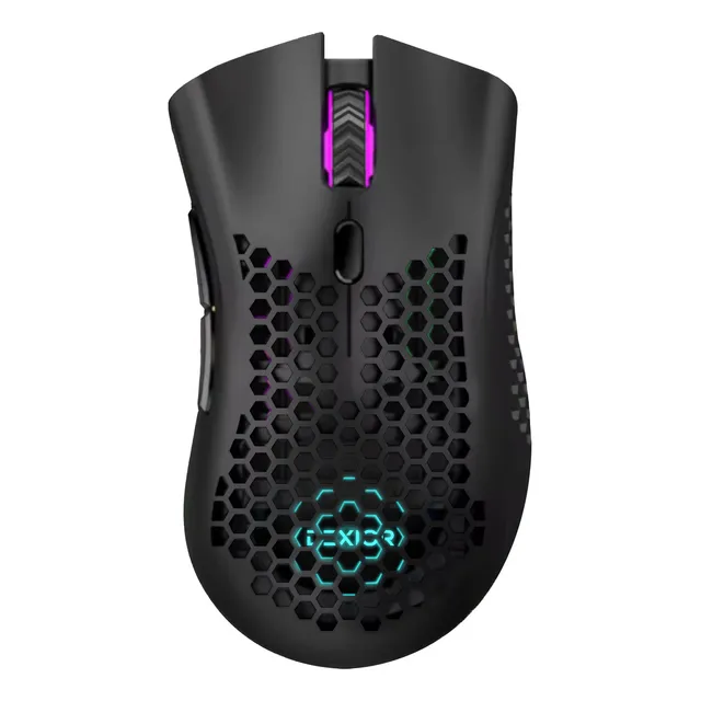 Mouse Gamer Inalambrico Dexior Dm1 Pro Recargable Rgb 2.4g Honeycomb Negro