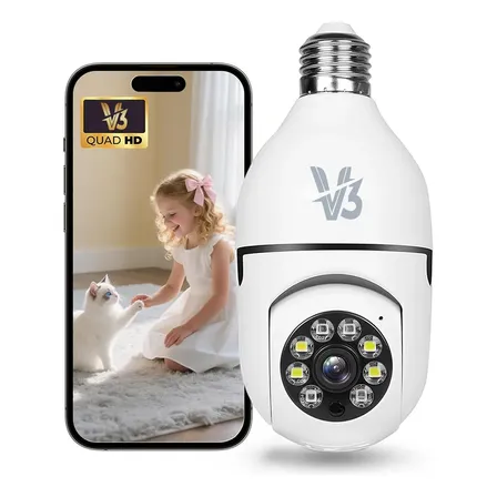 Câmera De Segurança Lâmpada Hd 1080p Wifi Visão Noturna V3-branco