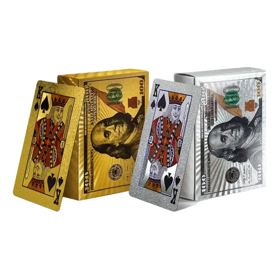 Baralho Dourado Prateado Resistente A Água Anti Rasgo Cartas