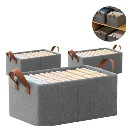 10 Caixas Organizadora De Guarda Roupa Cesto Gaveta Dobrável Cinza-escuro Lisa