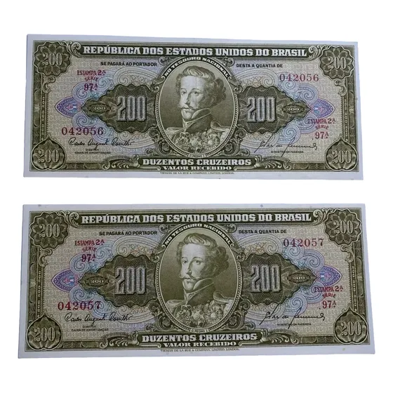 C-098 - Duas Cédulas 200 Cruzeiros 2° Estampa Sequenciais 