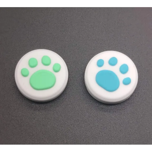 Pack Grips Silicona Joystick Joy-con Pata De Gato Azul Y Ver