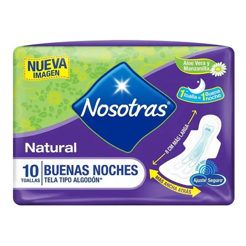 Toallas Nosotras Buenas Noches Natu - Unidad a $125