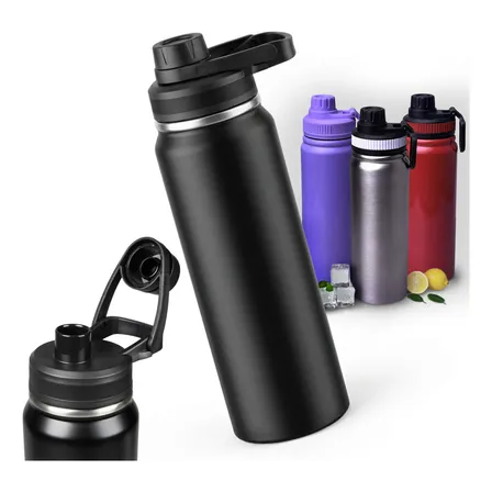 Garrafa 800ml Térmica Inox Academia Esportiva Água Gelada Preto