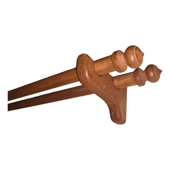 Kit Barral Cortina Doble Madera Cedro 22mm X 2mts - 2 Tramos