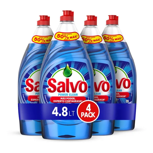 Lavatrastes Líquido Salvo Power Clean Pack X4 4.8l