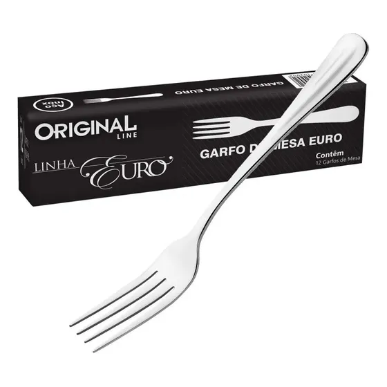 Garfo De Mesa Inox Euro Com 6 Pçs Original Line
